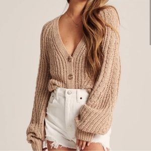 Abercrombie Puff Sleeve Cropped Cardigan